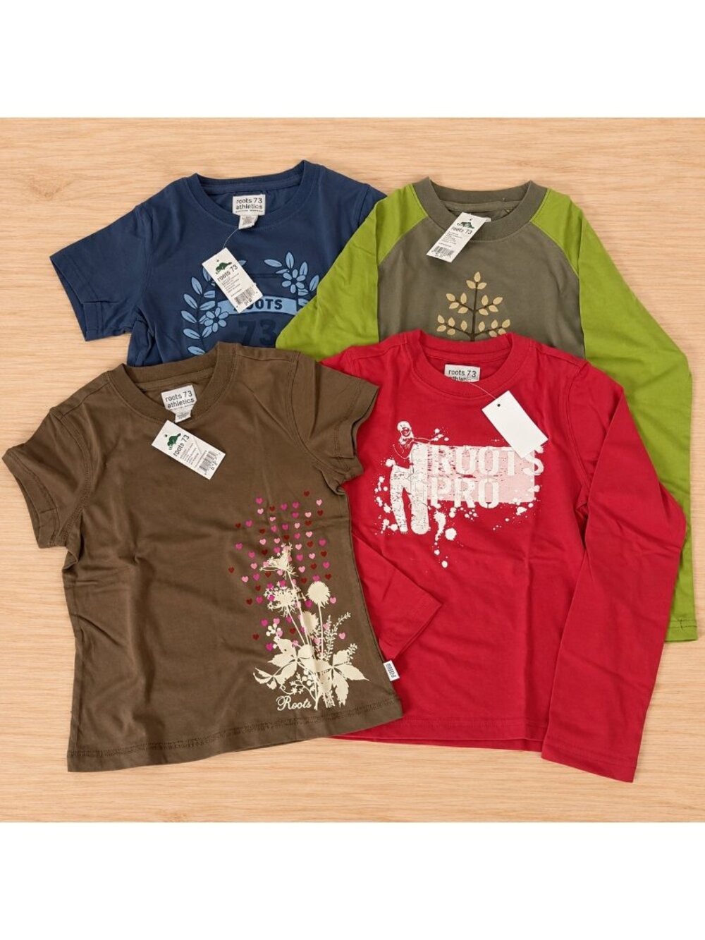 Roots Canada Girls T-Shirt Lot of 4 Size 5-6 Years NEW Tags Cotton Floral Sporty